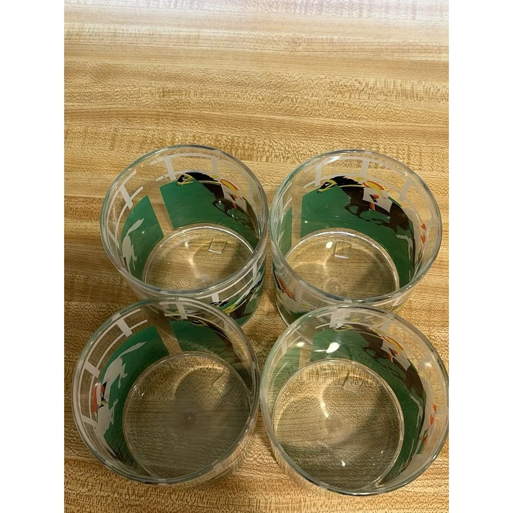 Vintage HJ Stotter Horse Racing Jockey Tumblers Set Of 4 Acrylic USA Rare